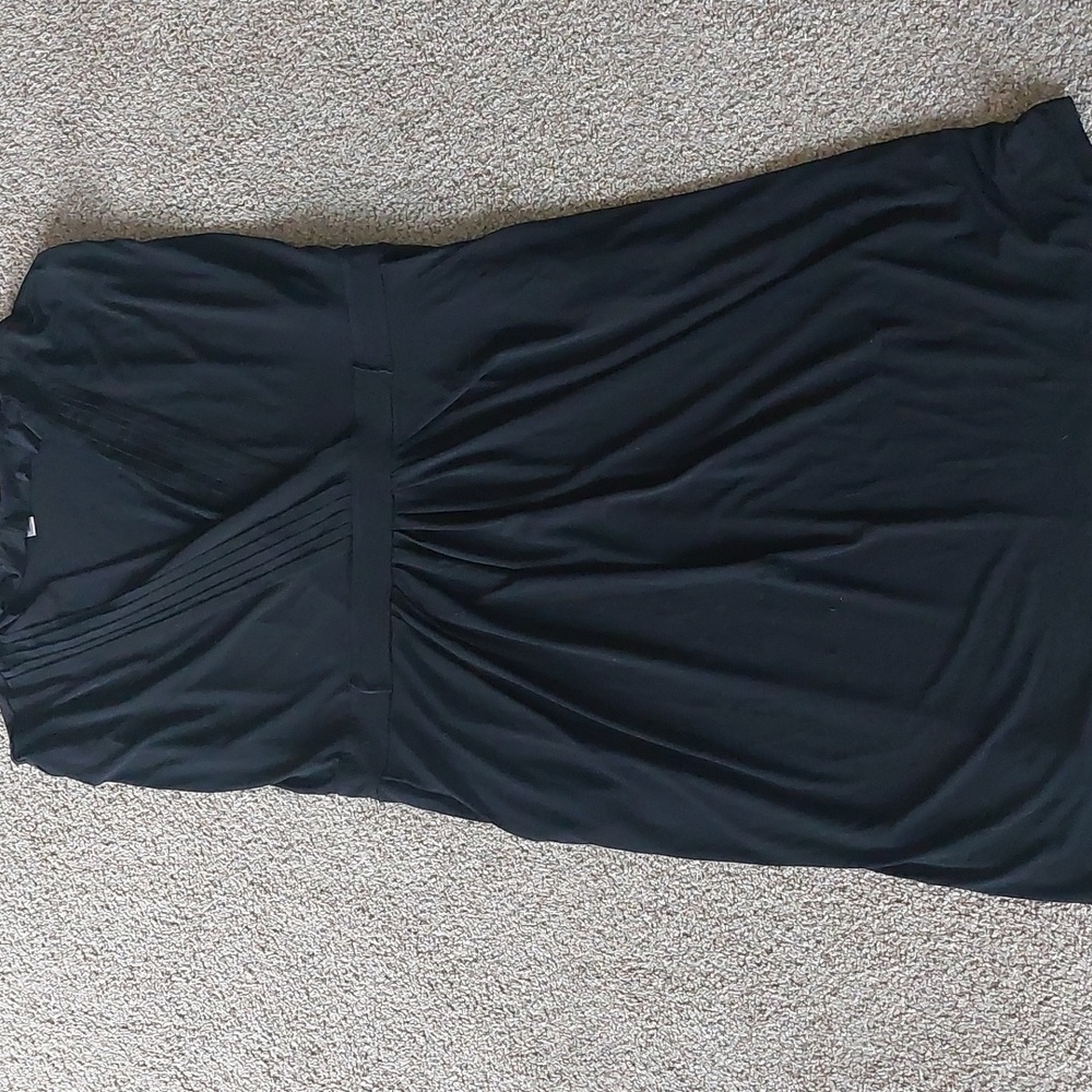 A black midi dress